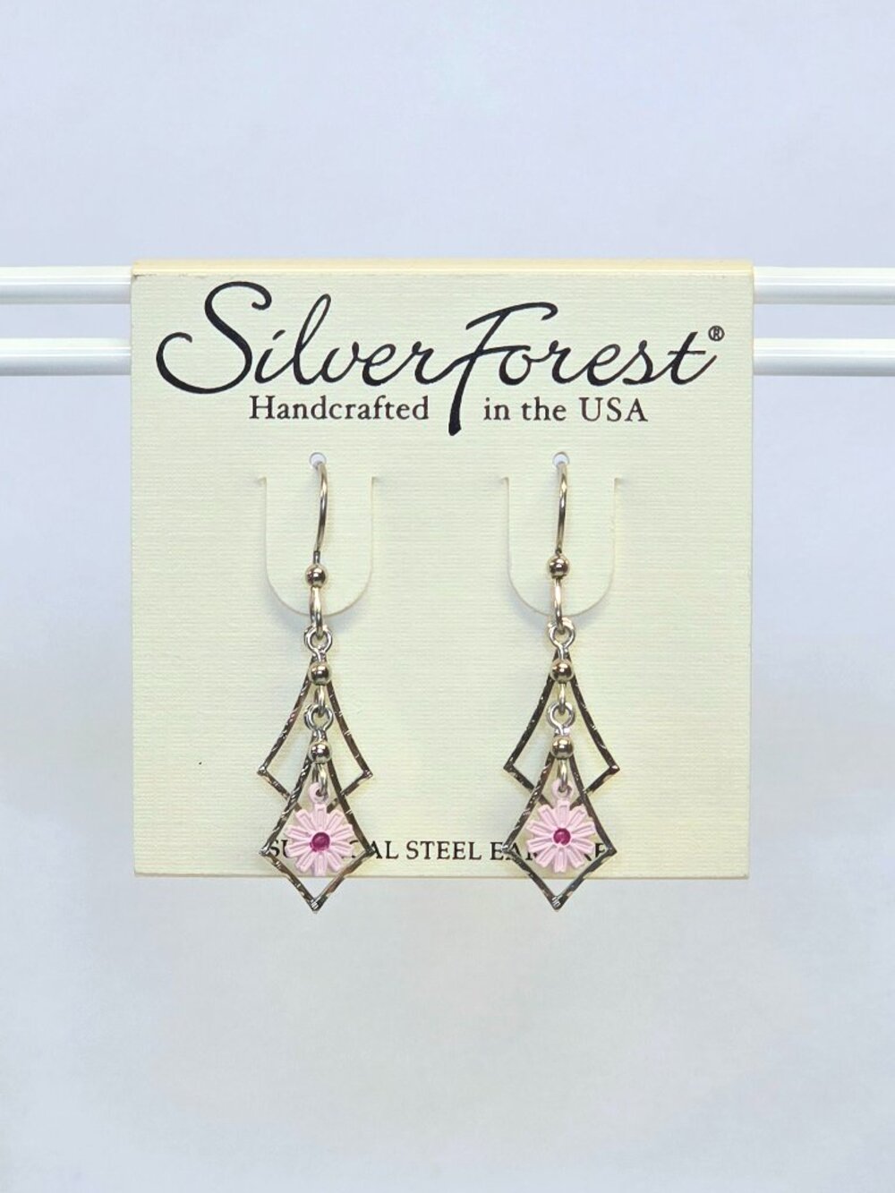 Silver Forest Silver-Tone Cascading Diamonds With Flower Dangle Earrings